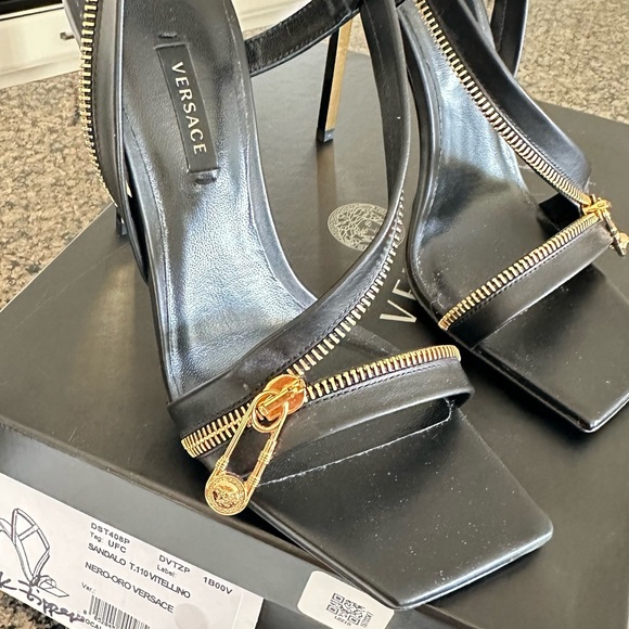 Versace Black and Gold Zipper Sandals - Picture 2 of 6